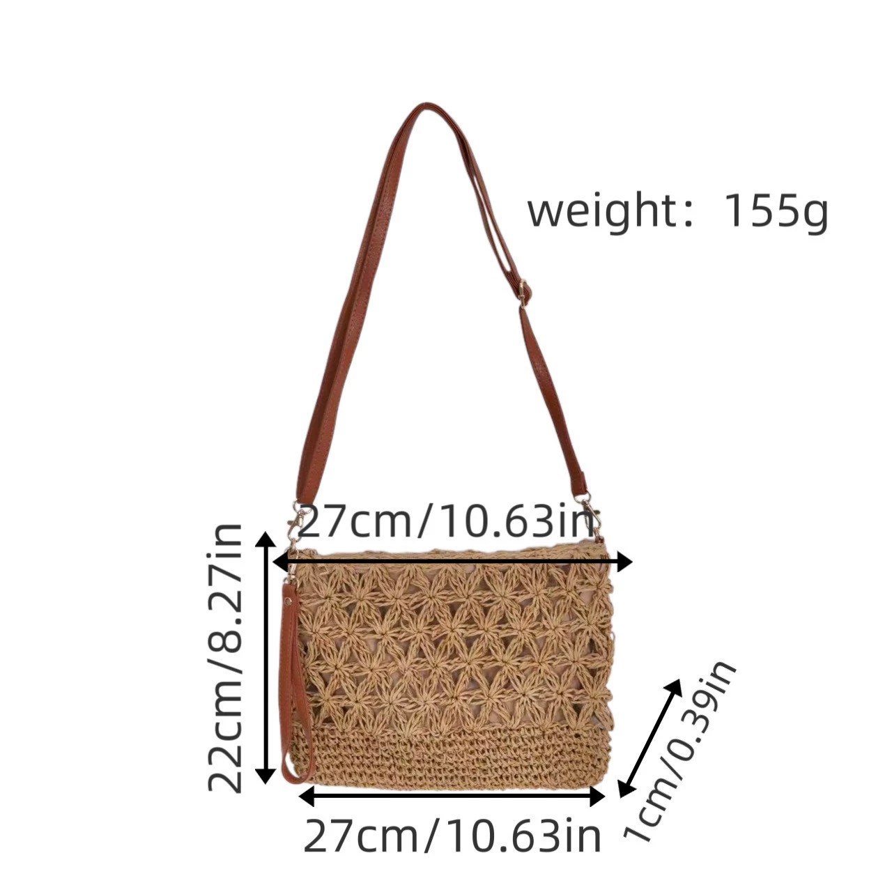Bolso de paja con diseño de ráfaga de estrellas para el verano: versatilidad 2 en 1