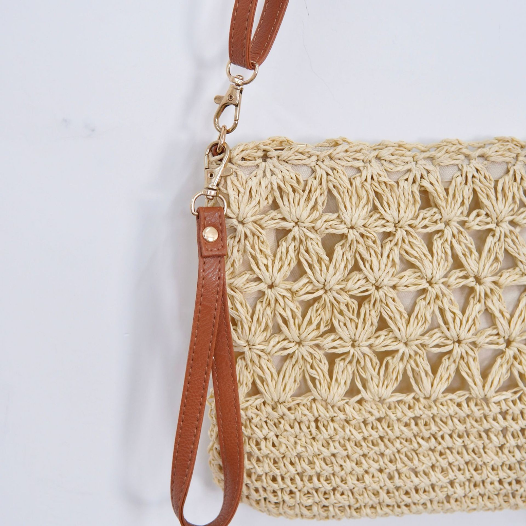 Bolso de paja con diseño de ráfaga de estrellas para el verano: versatilidad 2 en 1