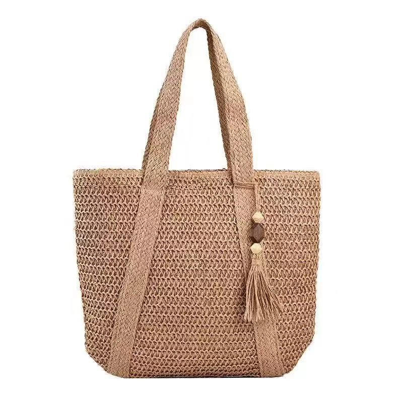 Bolso Grande de Paja Trenzada | Bolso de Hombro Versátil para Mujer