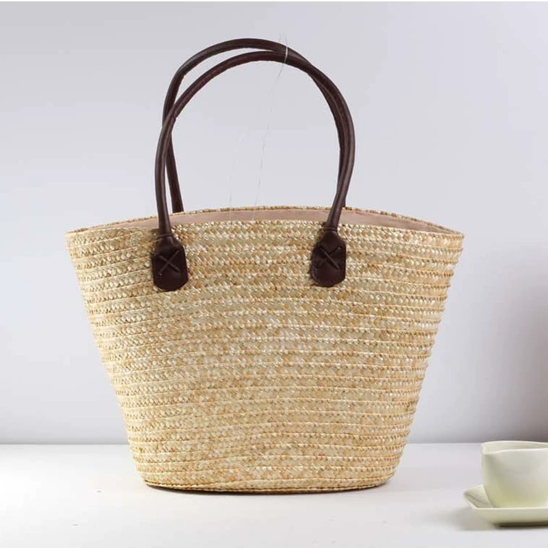Bolso Tote de Paja de Trigo Bordado Artisanstraw | Bolso de Hombro Boho Estructurado