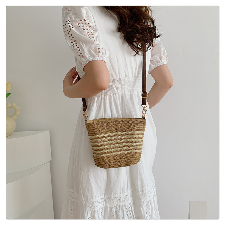 Bolso de playa de verano para mujer | Bolso de hombro de paja artesanal con bloques de color