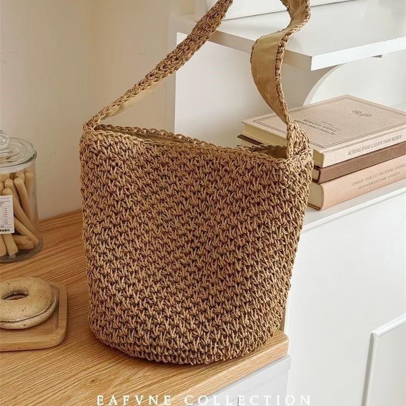 Bolso Hobo Tejido Minimalista | Bolso de Hombro de Paja Bohemio para Verano