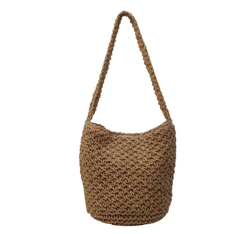 Bolso Hobo Tejido Minimalista | Bolso de Hombro de Paja Bohemio para Verano
