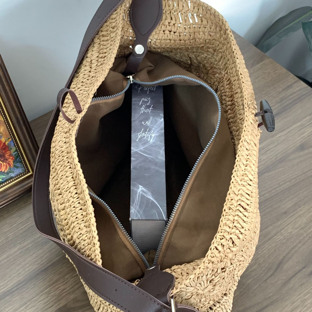 Bolso Hobo Grande de Rafia Trenzada | Bolso de Hombro de Ganchillo Boho para Verano