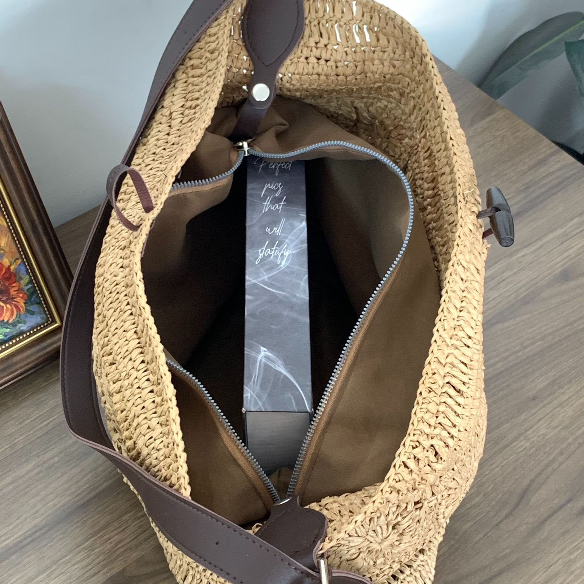 Bolso Hobo Grande de Rafia Trenzada | Bolso de Hombro de Ganchillo Boho para Verano