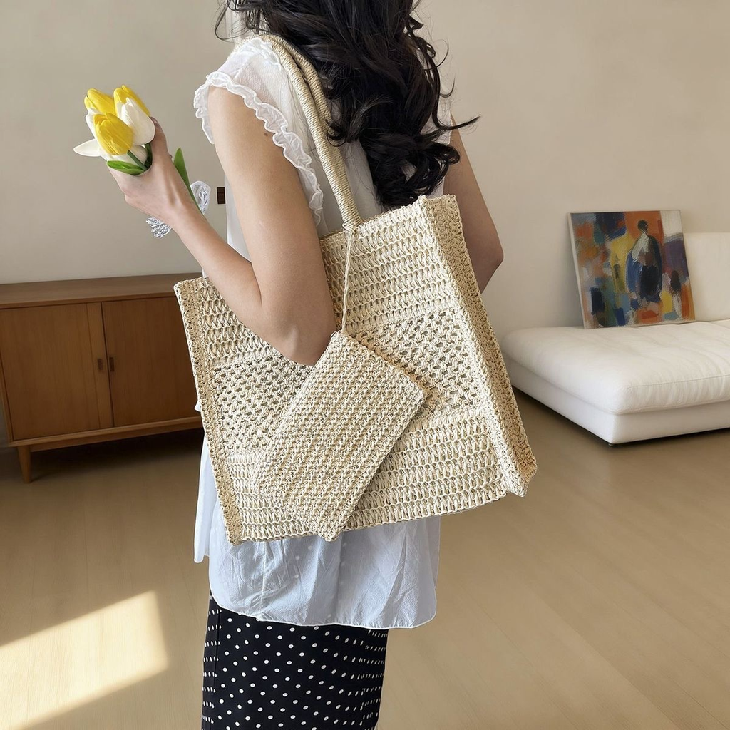 El set de bolso de ganchillo Coastal | Bolso de hombro tejido informal para verano