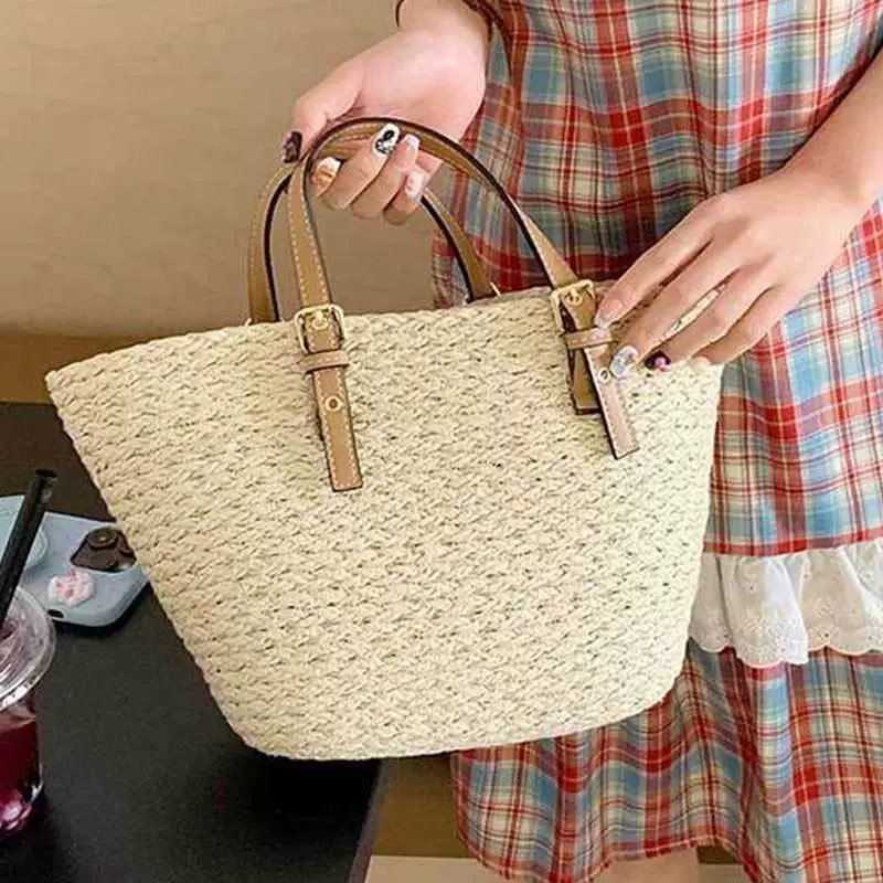Bolso Tote Artesanal de Paja Tejida Francesa | Bolso de Verano Minimalista