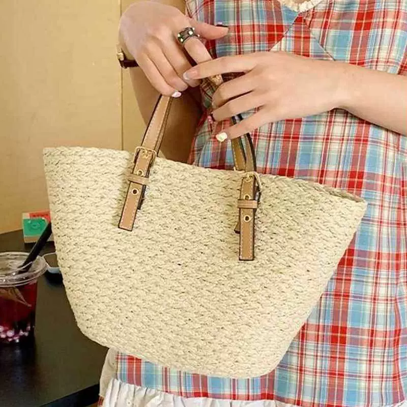 Bolso Tote Artesanal de Paja Tejida Francesa | Bolso de Verano Minimalista