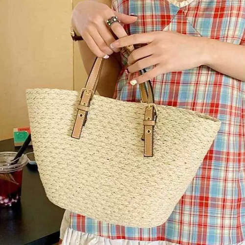 Bolso Tote Artesanal de Paja Tejida Francesa | Bolso de Verano Minimalista