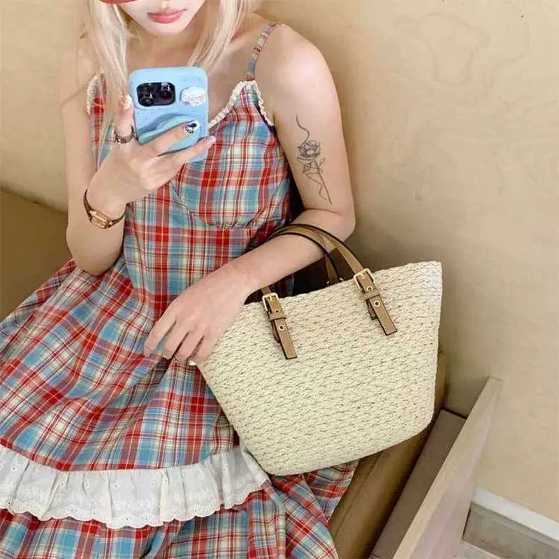 Bolso Tote Artesanal de Paja Tejida Francesa | Bolso de Verano Minimalista