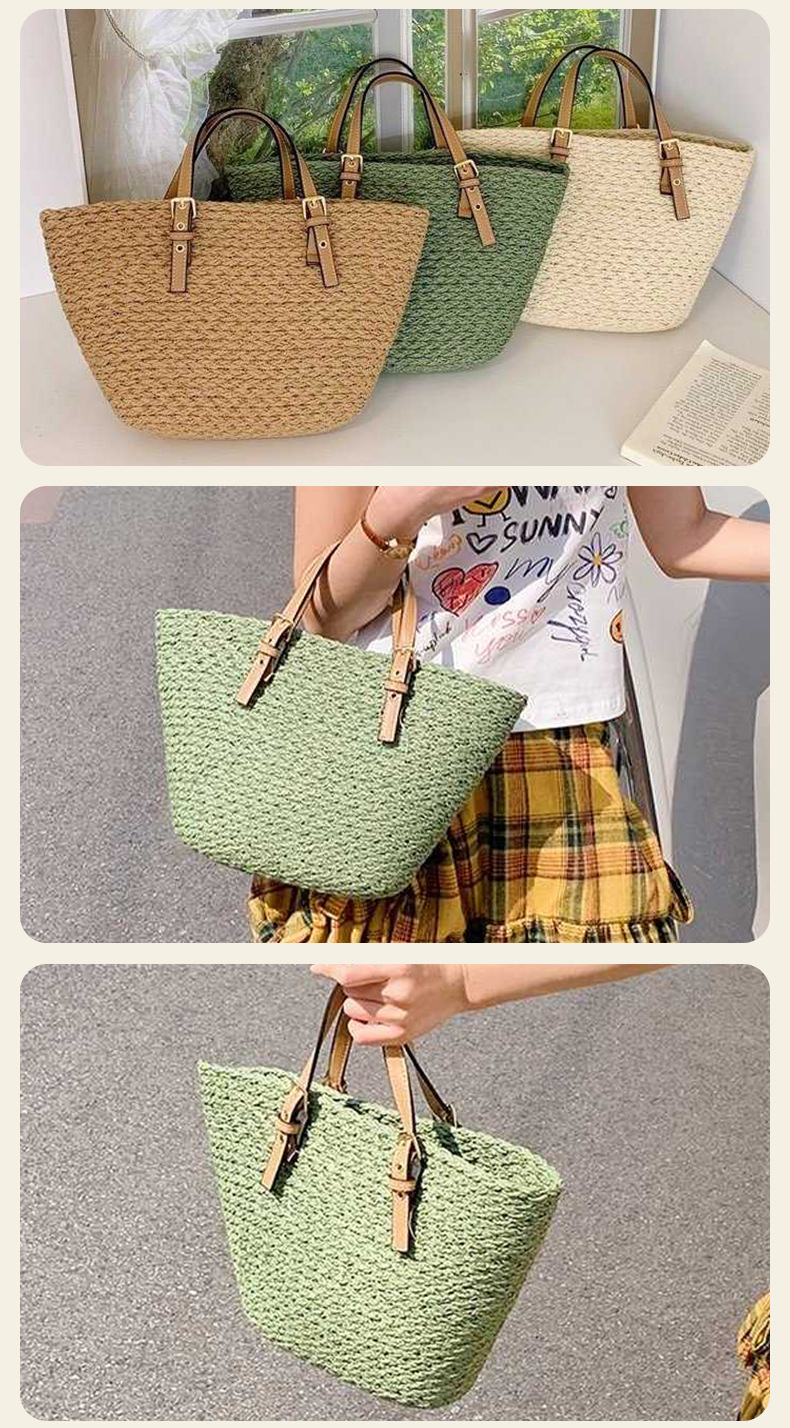 Bolso Tote Artesanal de Paja Tejida Francesa | Bolso de Verano Minimalista