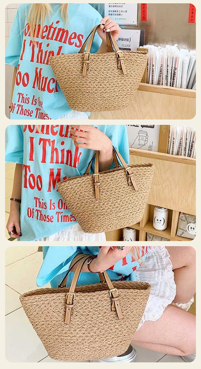 Bolso Tote Artesanal de Paja Tejida Francesa | Bolso de Verano Minimalista