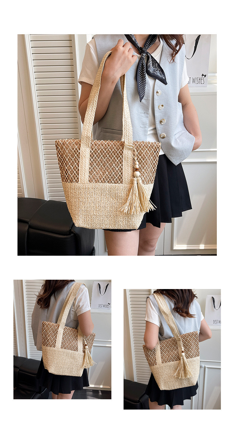 Bolso Grande de Paja para Mujer | Bolso de Mano de Playa con Cremallera para Verano