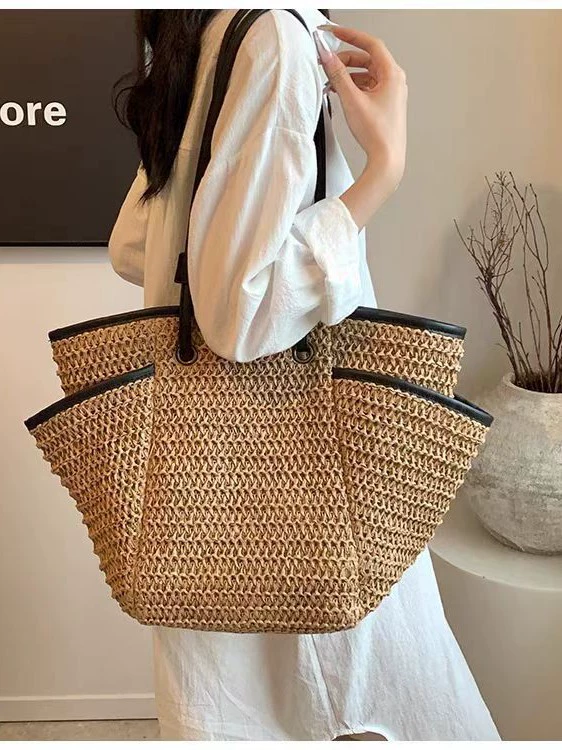 El bolso tote tejido Heritage | Bolso de paja premium con cremallera