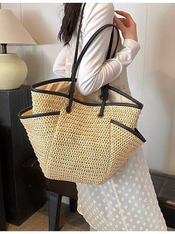El bolso tote tejido Heritage | Bolso de paja premium con cremallera