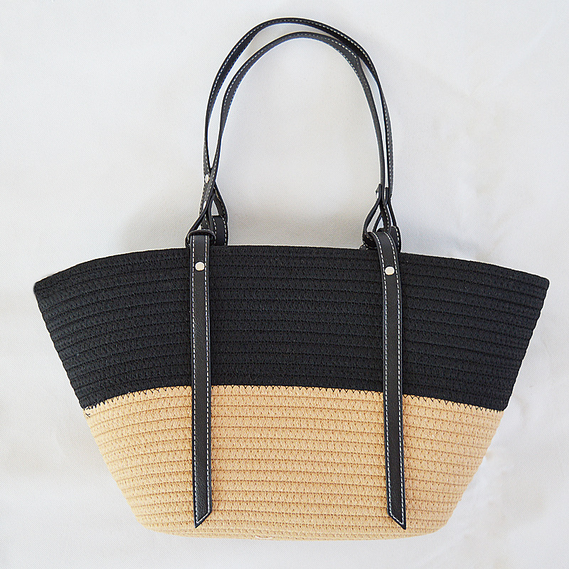 Bolso de Hombro Mediano de Algodón Tejido | Bolso Tote Diario Abierto
