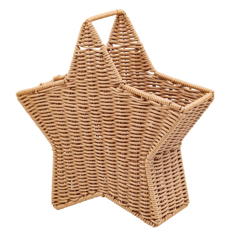 Cesta de flores de ratán en forma de estrella tejida a mano | Florero decorativo de mesa y organizador de almacenamiento