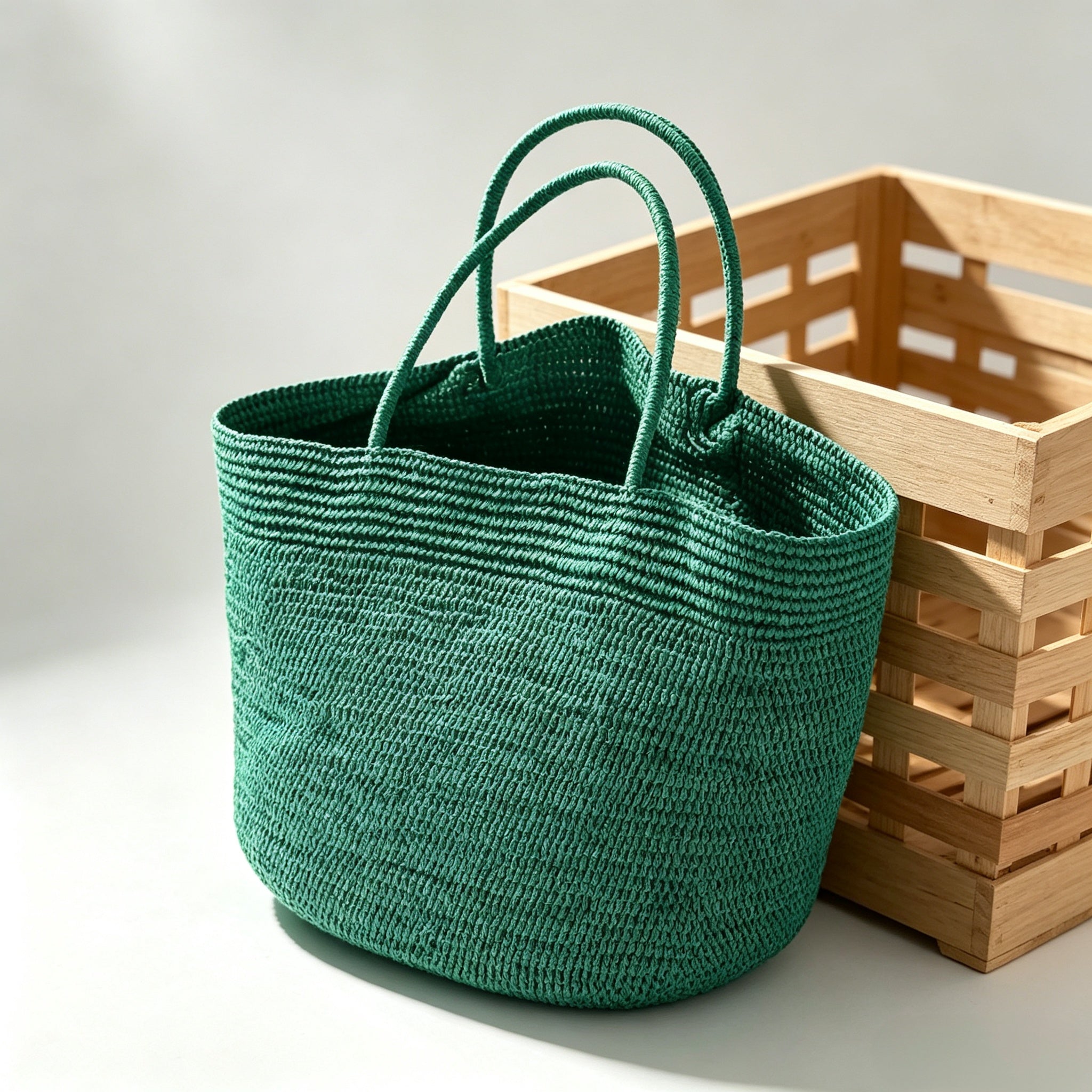 Handmade Green Woven Beach Bag for Women | Bulk Order