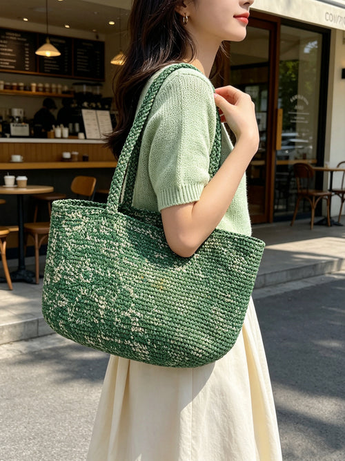 Boho Handwoven Raffia Tote Bag, Oversized Straw Summer Beach Shoulder Bag for Ladies Multiple Colors